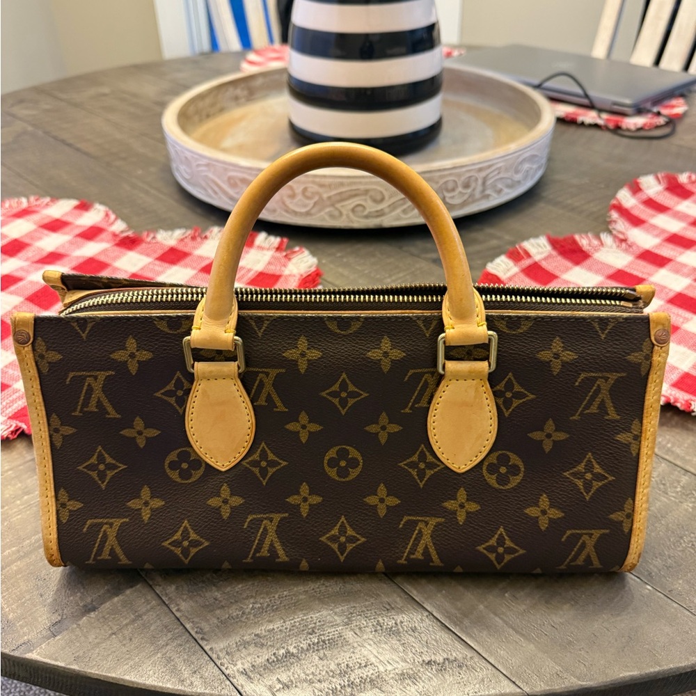 Louis Vuitton Brown and Tan Monogram Satchel popincourt
